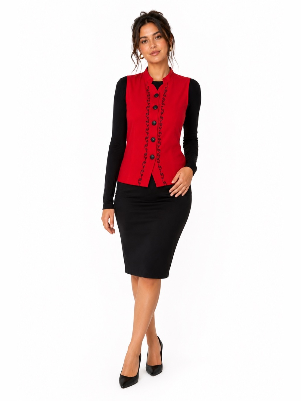 Vintage Red Vest with Black Accents